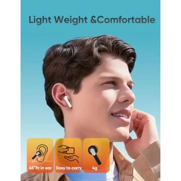 DazDalee Wireless Earbuds Bluetooth V5.3 Headphones 50H Playback Deep Bass Stereo Ear Buds with LED Power Display Charging Case IPX7 Waterproof Earphones with Mic Headset for Android/iOS Phones