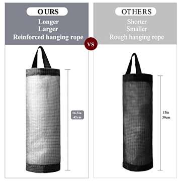 TOGETRUE Plastic Bag Holder, Mesh Grocery Bag Holder Hanging Storage Bag Dispenser (Dark Grey 2 Pack...