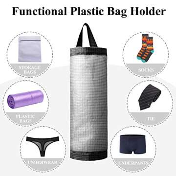 TOGETRUE Plastic Bag Holder, Mesh Grocery Bag Holder Hanging Storage Bag Dispenser (Dark Grey 2 Packs)