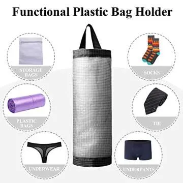 TOGETRUE Plastic Bag Holder, Mesh Grocery Bag Holder Hanging Storage Bag Dispenser (Dark Grey 2 Packs)