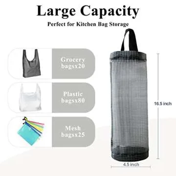 TOGETRUE Plastic Bag Holder, Mesh Grocery Bag Holder Hanging Storage Bag Dispenser (Dark Grey 2 Packs)