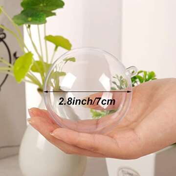 24 Pcs Clear Fillable Ornaments,Transparent Plastic Craft Ornament Balls,DIY Bath Bomb Mold for Chri...