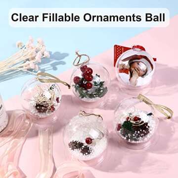24 Pcs Clear Fillable Ornaments,Transparent Plastic Craft Ornament Balls,DIY Bath Bomb Mold for Christmas,Wedding,Party,Home Decor(70mm)