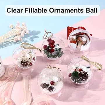 24 Pcs Clear Fillable Ornaments,Transparent Plastic Craft Ornament Balls,DIY Bath Bomb Mold for Christmas,Wedding,Party,Home Decor(70mm)