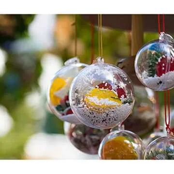 24 Pcs Clear Fillable Ornaments,Transparent Plastic Craft Ornament Balls,DIY Bath Bomb Mold for Christmas,Wedding,Party,Home Decor(70mm)