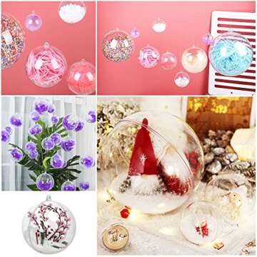 24 Pcs Clear Fillable Ornaments,Transparent Plastic Craft Ornament Balls,DIY Bath Bomb Mold for Christmas,Wedding,Party,Home Decor(70mm)
