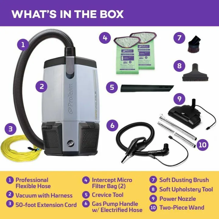 ProTeam ProVac FS 6 Backpack Vacuum with Power Nozzle