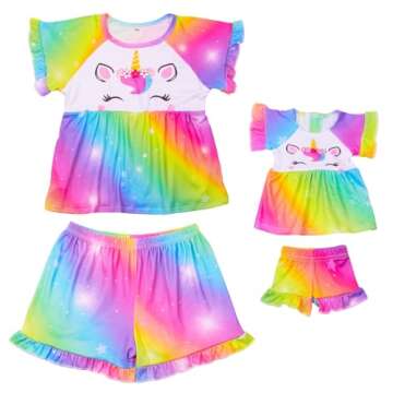 Unicorn Pajamas for Girls & 18" Dolls - Matching Set