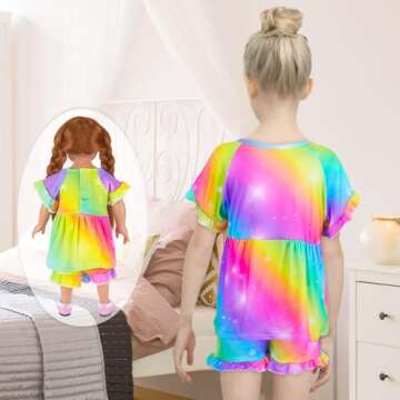 Unicorn Pajamas for Girls & 18" Dolls - Matching Set