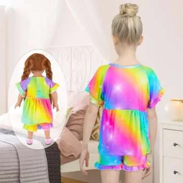 Unicorn Pajamas for Girls & 18" Dolls - Matching Set