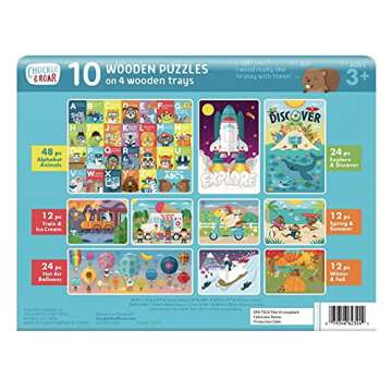 Chuckle & Roar Colorful Wooden Puzzles for Toddlers