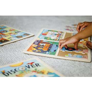 Chuckle & Roar Colorful Wooden Puzzles for Toddlers