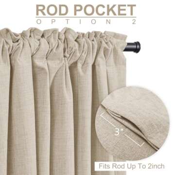 Elegant 100% Blackout Shield Linen Curtains 84 Inches Long