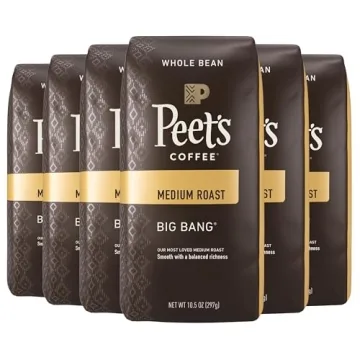 Peet's Big Bang Medium Roast Whole Bean Coffee, 63 Ounces (6 Bags)
