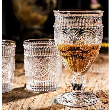 Elegant Kingrol Vintage Wine Goblet Glasses for Parties