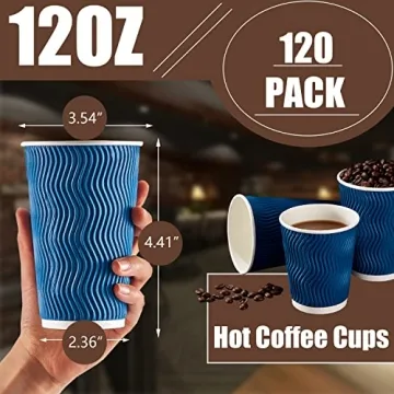 Lamosi 12 oz Coffee Cups 120 Pack Stylish Disposable Cups
