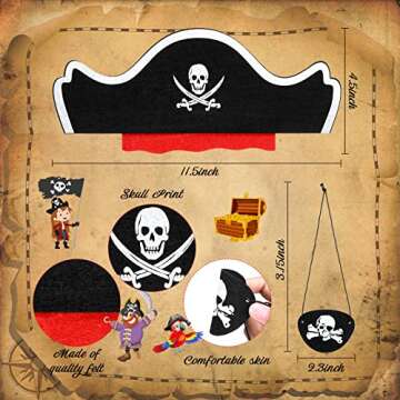 36 Pcs Skull Print Pirate Eye Patches Pirate Hat Costume Cap 18 Pieces Caribbean Pirate Captain Hat ...