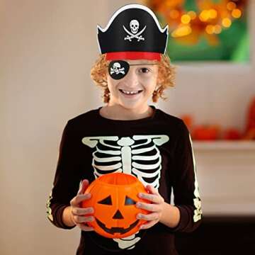 36 Pcs Skull Print Pirate Eye Patches Pirate Hat Costume Cap 18 Pieces Caribbean Pirate Captain Hat for Kids 18 Pieces Felt Pirate Eye Patches for Halloween Pirate Party Theme Party Cosplay