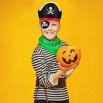 36 Pcs Skull Print Pirate Eye Patches Pirate Hat Costume Cap 18 Pieces Caribbean Pirate Captain Hat for Kids 18 Pieces Felt Pirate Eye Patches for Halloween Pirate Party Theme Party Cosplay