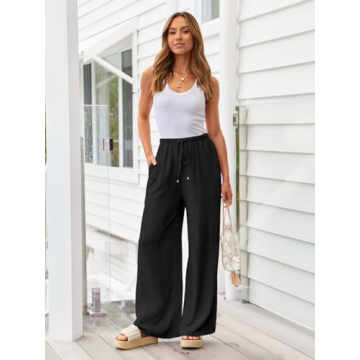 LILLUSORY Linen Wide Leg Pants Stylish Summer Wear