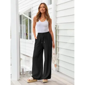 LILLUSORY Linen Wide Leg Pants Stylish Summer Wear