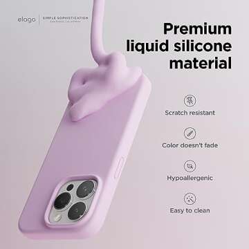 elago Compatible with iPhone 15 Pro Case, Liquid Silicone Case, Full Body Protective Cover, Shockproof, Slim Phone, Anti-Scratch Soft Microfiber Lining, 6.1 inch (Light Lilac)