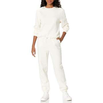The Drop Women's Harley High Waisted Fleece Jogger, Whisper White, S