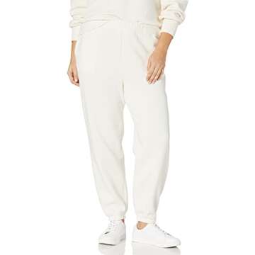 The Drop Women's Harley High Waisted Fleece Jogger, Whisper White, S