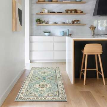 Lahome Floral Medallion Runner Rug - 2x5 Laundry Rug Runner Soft Non-Slip Washable Low-Pile Bathroom...