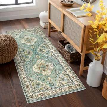 Lahome Floral Medallion Runner Rug – Soft Non-Slip Washable