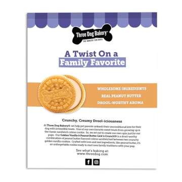 Three Dog Bakery Classic Cremes Baked Dog Treats, Golden with Peanut Butter Filling, 13 oz,Brown,310...