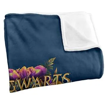 Harry Potter Hogwarts Floral Crest Silky Touch Blanket