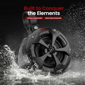 Pyle 2-Way Dual Waterproof Off-Road Speakers, 4 Inch 800 Watt Marine Grade Wakeboard Tower Speakers System, Full Range Outdoor Audio Stereo Speaker for ATV, UTV, Quad, Jeep, Boat - PLUTV41BK, Black
