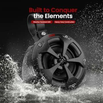 Pyle 2-Way Dual Waterproof Off-Road Speakers, 4 Inch 800 Watt Marine Grade Wakeboard Tower Speakers System, Full Range Outdoor Audio Stereo Speaker for ATV, UTV, Quad, Jeep, Boat - PLUTV41BK, Black