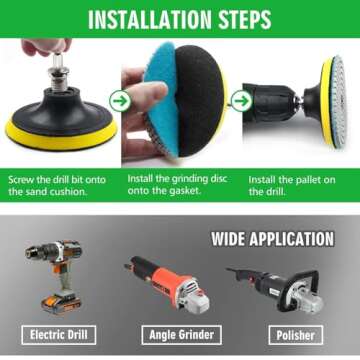 4 Inch Diamond Polishing Pads with 5/8’’-11 Backer Pad, 12PCS Wet/Dry Granite Stone Polish Pad Kit for Drill, Grinder, Polisher, 50-6000 Grit Polishing Pad for Concrete Marble Rock Countertop Quartz