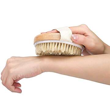KCHEX Dry/Wet Bath Body Brush- Natural Boar's Bristle Massage for Better Exfoliation - Remove Dead Skin Cells While Reducing Cellulite & Toxins