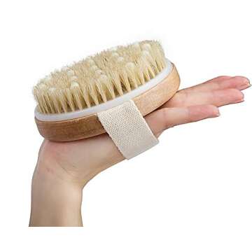KCHEX Dry/Wet Bath Body Brush- Natural Boar's Bristle Massage for Better Exfoliation - Remove Dead Skin Cells While Reducing Cellulite & Toxins