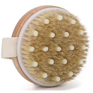 KCHEX Dry/Wet Bath Body Brush- Natural Boar's Bristle Massage for Better Exfoliation - Remove Dead Skin Cells While Reducing Cellulite & Toxins