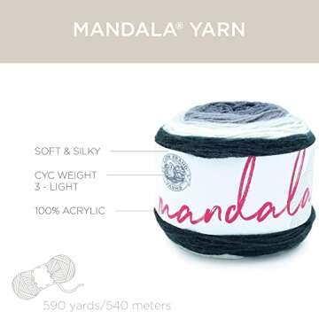 Lion Brand Yarn Mandala Yarn, Multicolor Yarn for Crocheting and Knitting, Craft Yarn, 1-Pack, Harpy