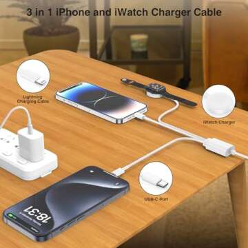 QZIIW Apple Watch Charger,Apple Watch Magnetic Fast Charger to USB C Cable,3 in 1 Apple Watch Chargi...