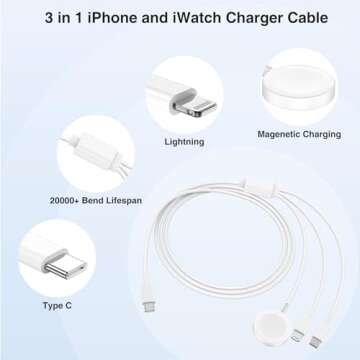 QZIIW Apple Watch Charger,Apple Watch Magnetic Fast Charger to USB C Cable,3 in 1 Apple Watch Charging Cable 6 FT,Compatible with Apple Watch Series 9/8/7/6/SE/5/4,iPhone 16/15/14/13/12/11,ipad Etc.