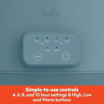 bella 6.0 Qt Programmable Slow Cooker, EverGood™ Ceramic Nonstick Coating, Adjustable Temperature & Cooking Times, Dishwasher Safe Stoneware Pot & Tempered Glass Lid, Tangle Free Cord Wrap, Surf