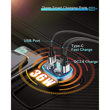 LIHAN Bluetooth Car Adapter USB C FM Transmitter for Music