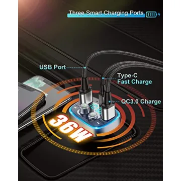 LIHAN Bluetooth Car Adapter USB C FM Transmitter for Music