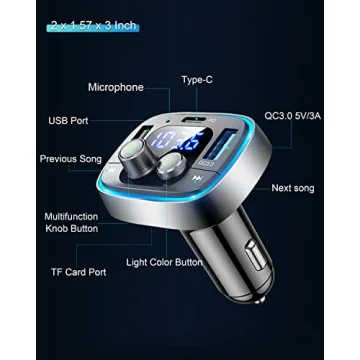 LIHAN Bluetooth Car Adapter USB C FM Transmitter for Music