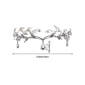 DonLeeving Elegant Rhinestone Leaf Wedding Silver Tiaras and Crowns