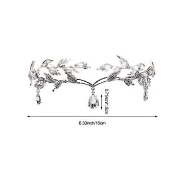 DonLeeving Elegant Rhinestone Leaf Wedding Silver Tiaras and Crowns