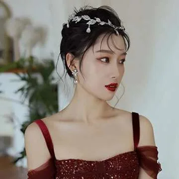 Elegant Rhinestone Leaf Wedding Tiara for Women