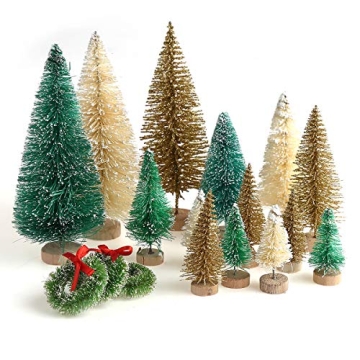 30 Pieces Miniature Sisal Frosted Christmas Trees for Holiday Crafts
