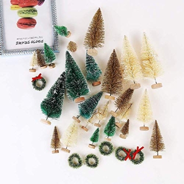 Mini Sisal Frosted Christmas Trees for Holiday Decor